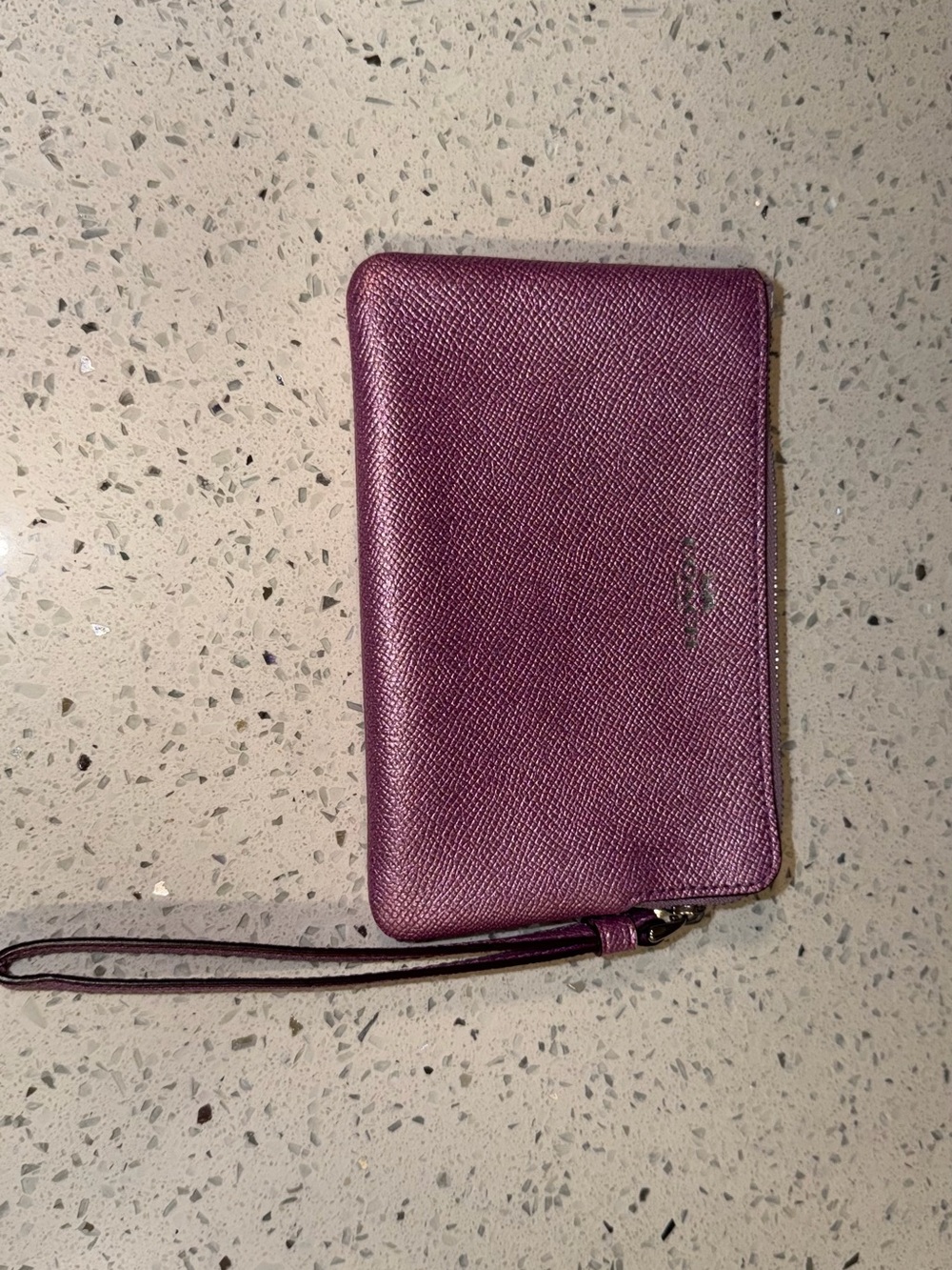 Coach Purple Saffiano Leather Wristlet Tech Case